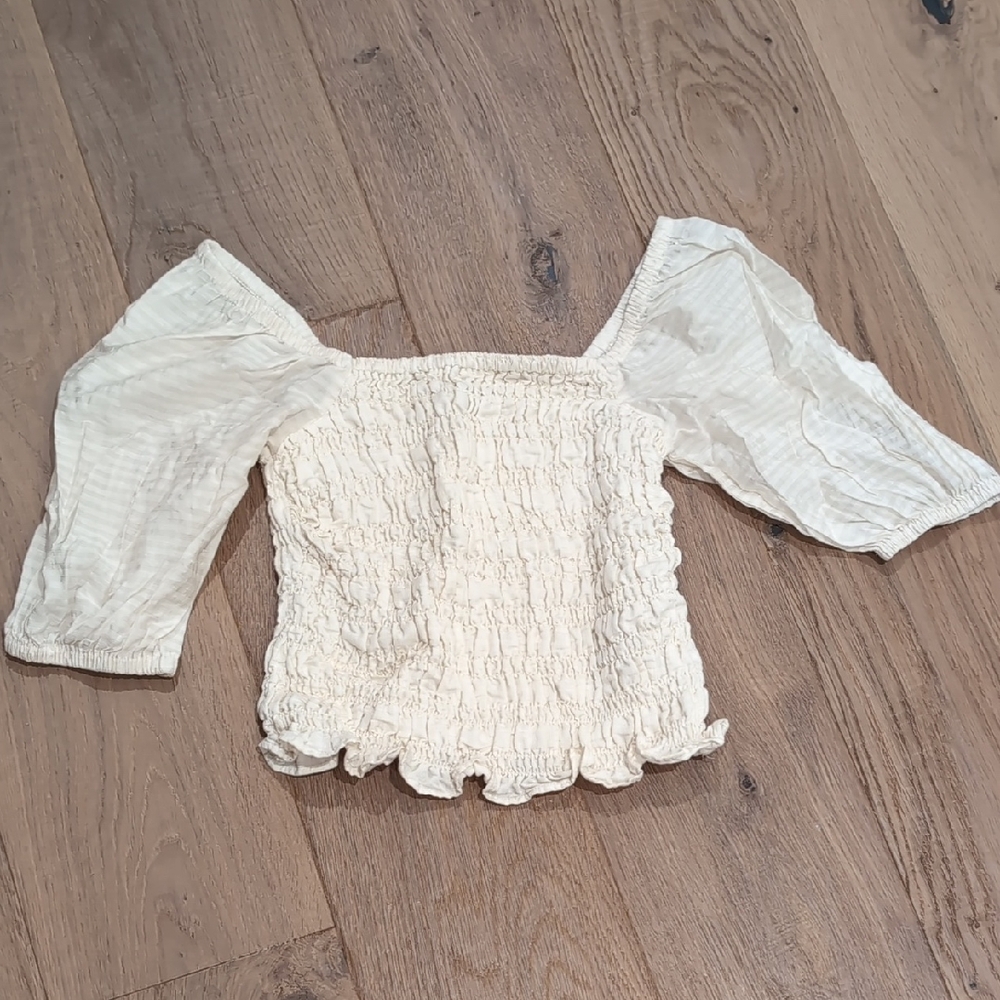 Old Navy Cream Smocked Blouse Size XS
